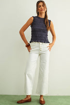 SLEEVELESS WITH ALL OVER SMOCKING TOP