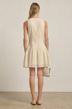 Lace Mini Dress with Faux Button Detail
