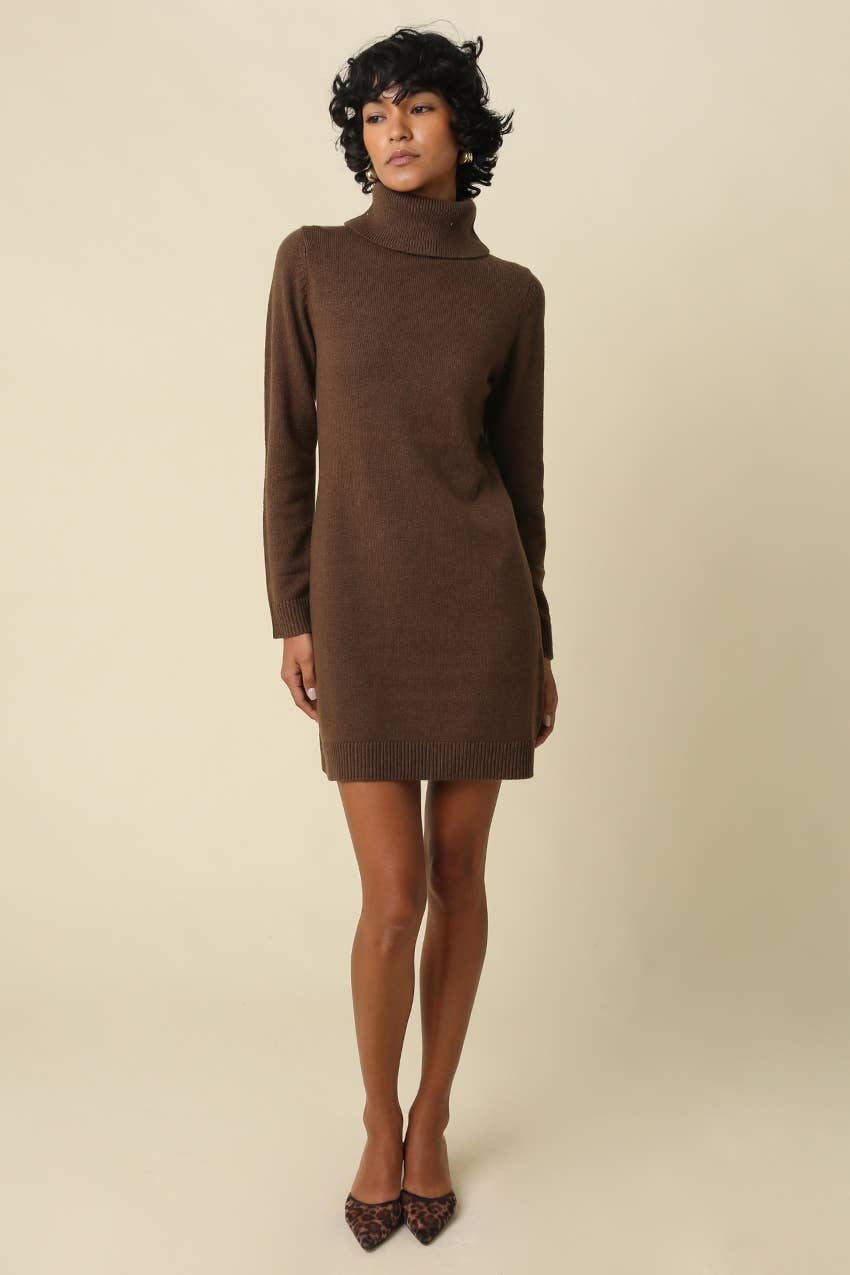 Jane High Neck Mini Knit Dress