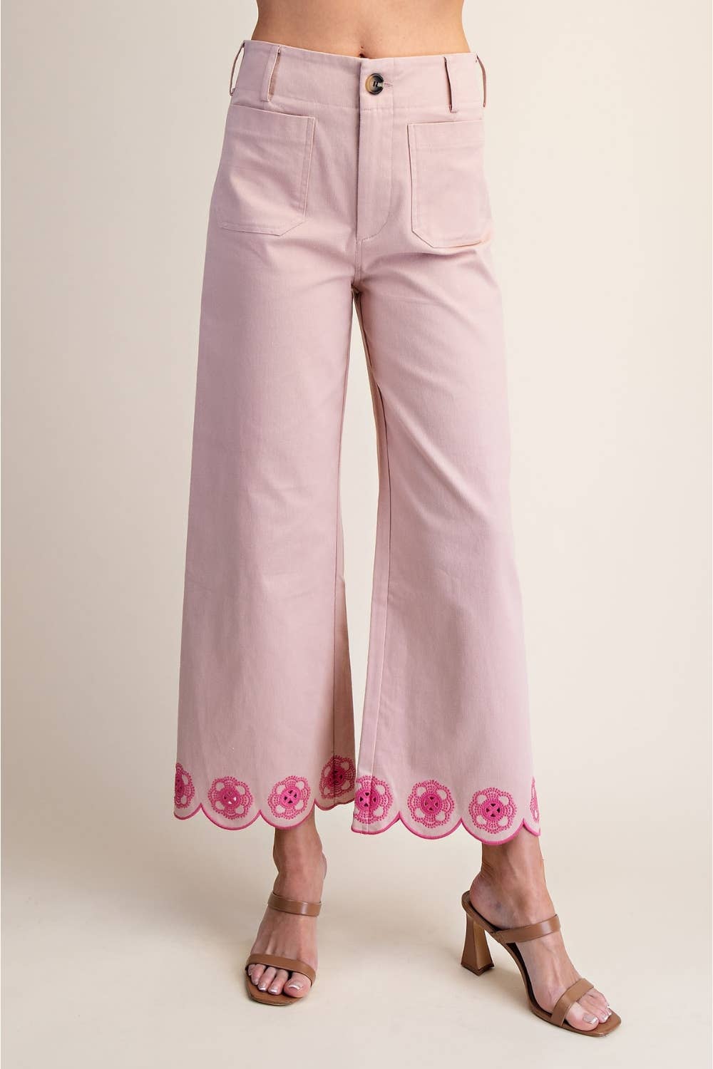 Colette Scallop-Hem Wide-Leg Pants