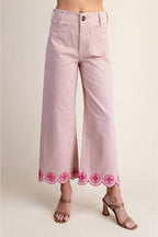 Colette Scallop-Hem Wide-Leg Pants