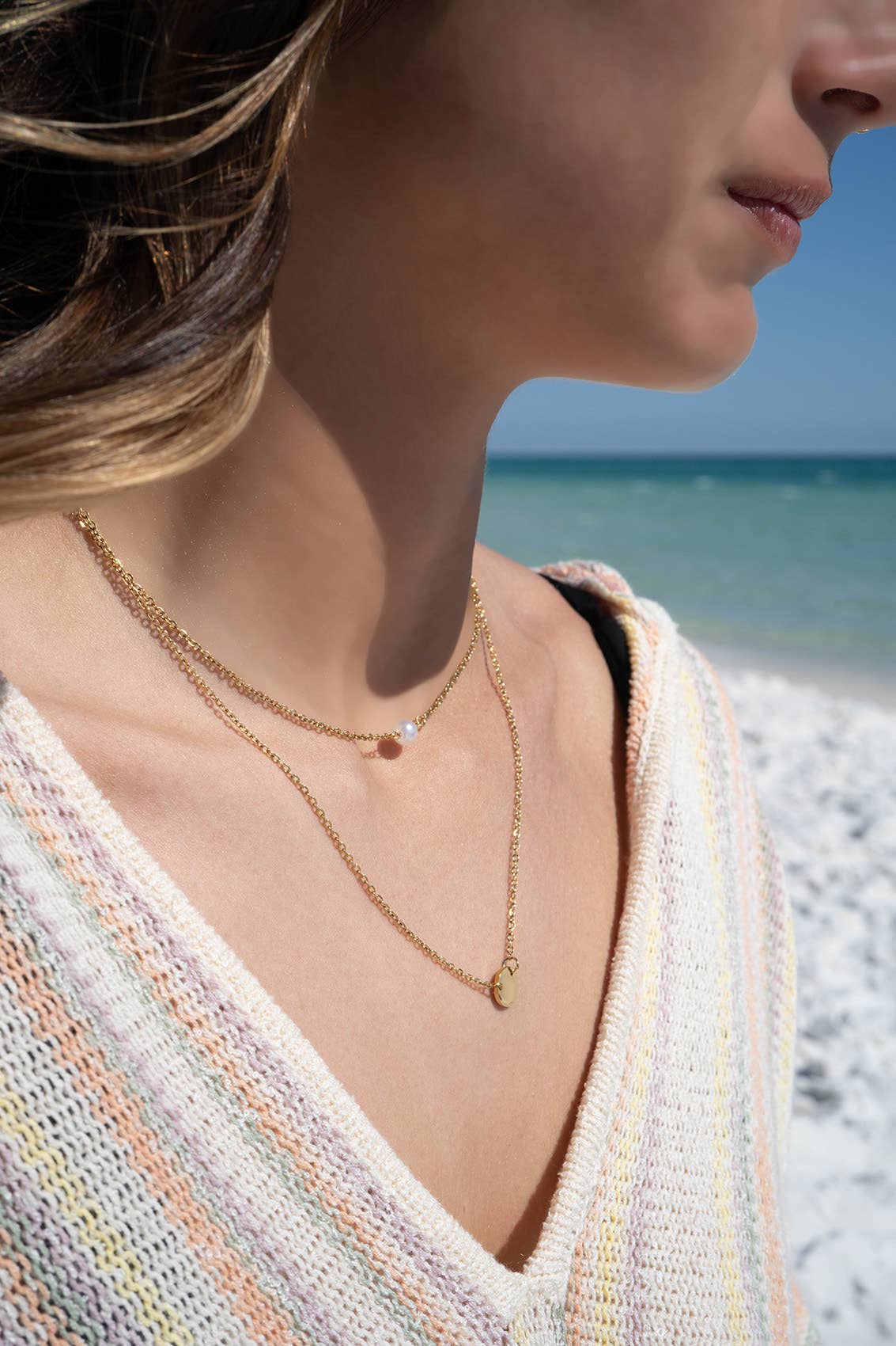 18K Pearl Charm Necklace