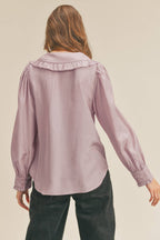 Ruffle Collar Button Down Top
