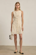 Lace Mini Dress with Faux Button Detail