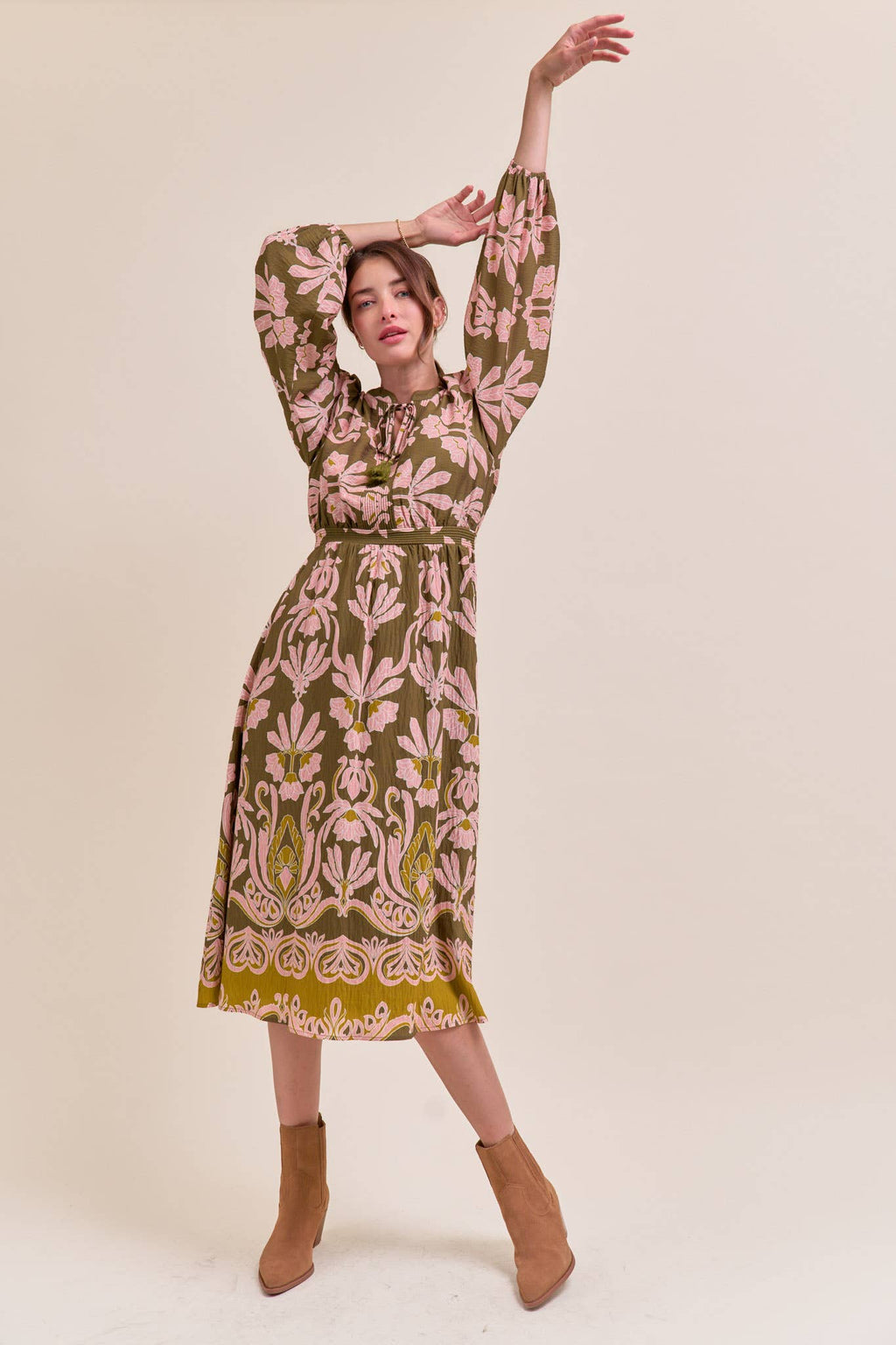 FLORAL PRINT MIDI DRESS