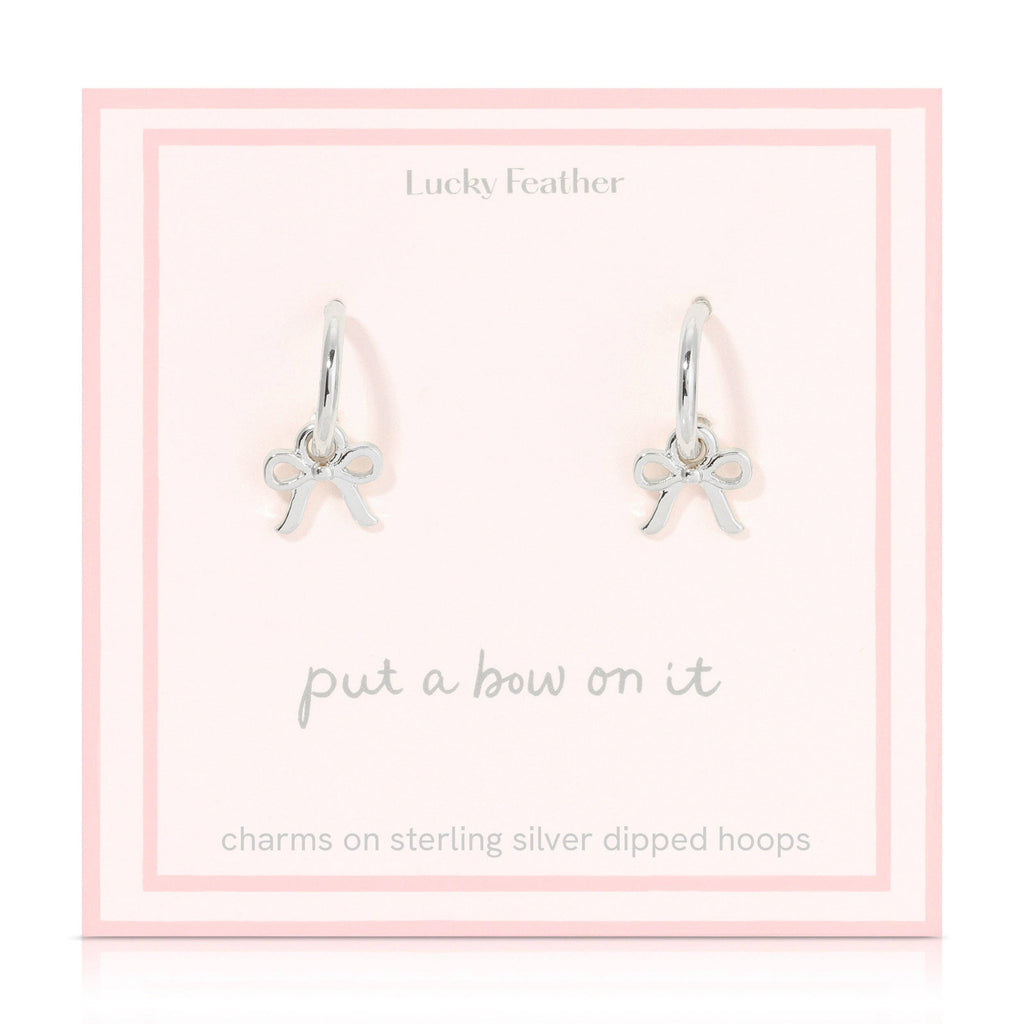 Beautiful Bow Charm Hoops - Silver
