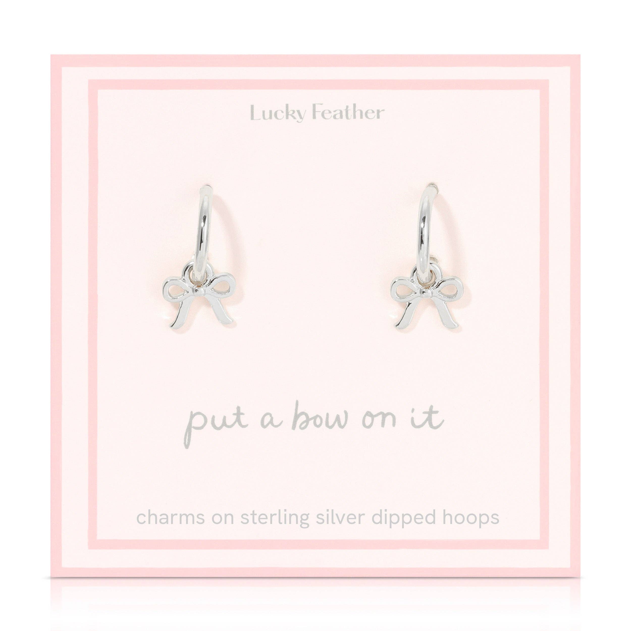 Beautiful Bow Charm Hoops - Silver