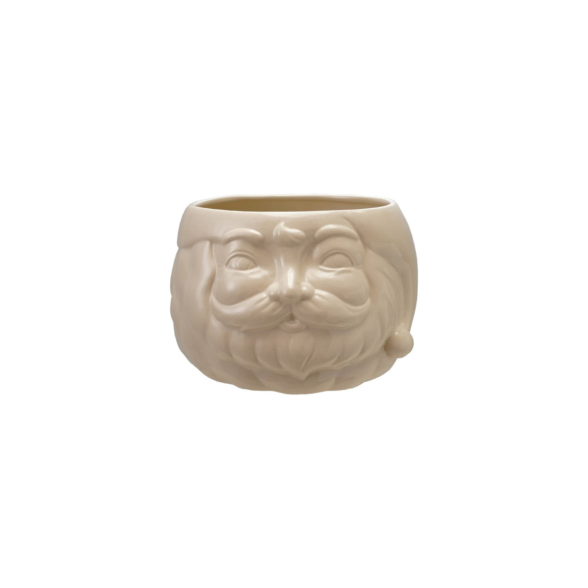 Stoneware Santa Head Shaped Bottle Cooler/Container, White