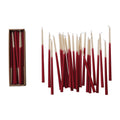 Unscented Two-Tone Thin Taper Candles in Box & Red, Set of 24 (Est. Burn Time 3-1/2 Hours)