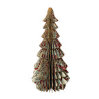 Handmade Recycled Block Printed Paper Folding Honeycomb Tree with Vintage Pattern - 7 inch