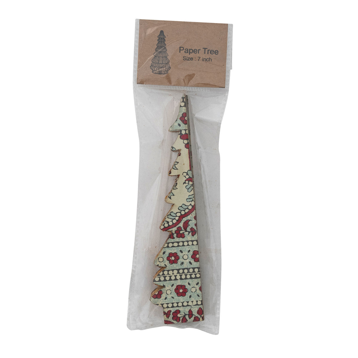 Handmade Recycled Block Printed Paper Folding Honeycomb Tree with Vintage Pattern - 7 inch
