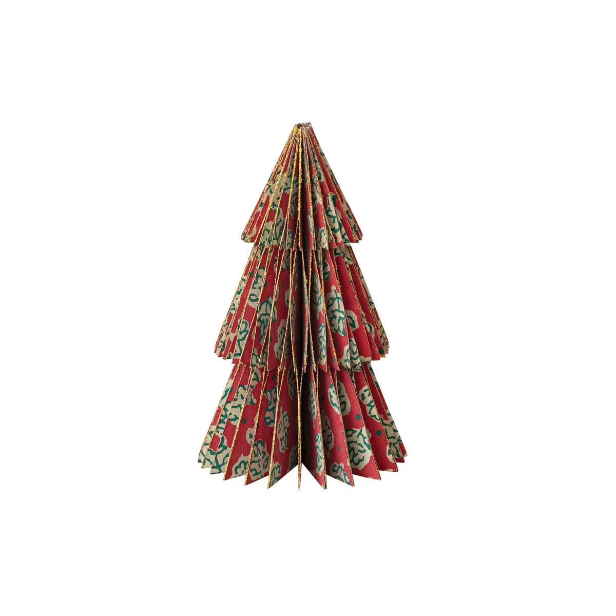 Handmade Recycled Block Printed Paper Folding Honeycomb Tree with Vintage Pattern - 5 inch