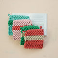 Cotton Crocheted Pot Holder with Stripe, 4 Colors Sold Separately