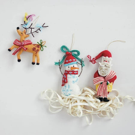 Handmade Wool Felt Holiday Icon Ornament with Embroidery, 3 Styles Sold Separately