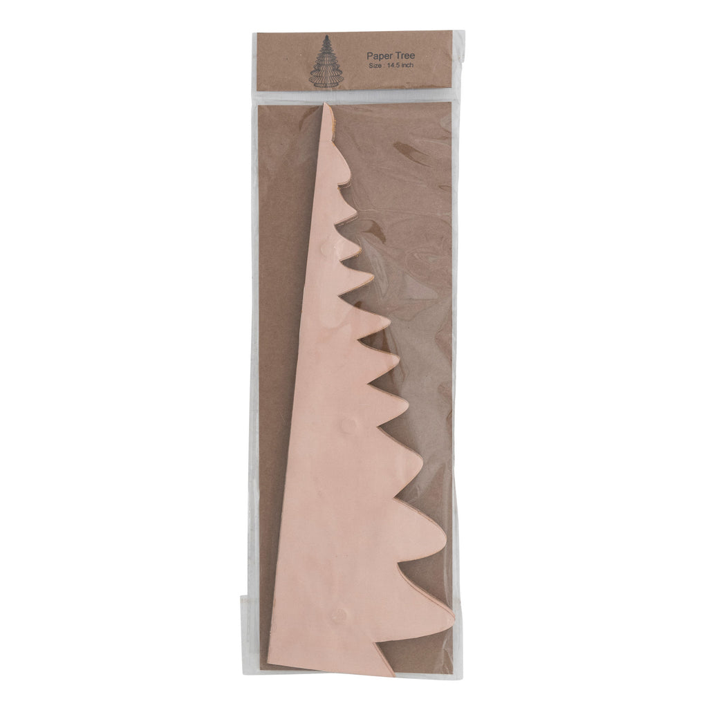 Handmade Recycled Paper Folding Honeycomb Tree with Gold Glitter Edges, Blush Color - 14.5 inch