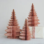 Handmade Recycled Paper Folding Honeycomb Tree with Gold Glitter Edges, Blush Color - 14.5 inch