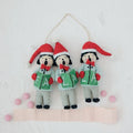 Wool Felt Carolers in Santa Hats Ornament "Fa La La" ©