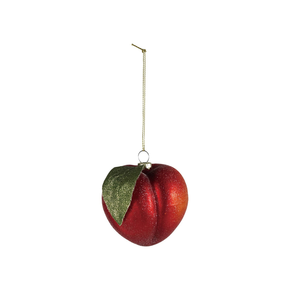 Hand-Painted Glass Peach Ornament with Glitter & Sugar
